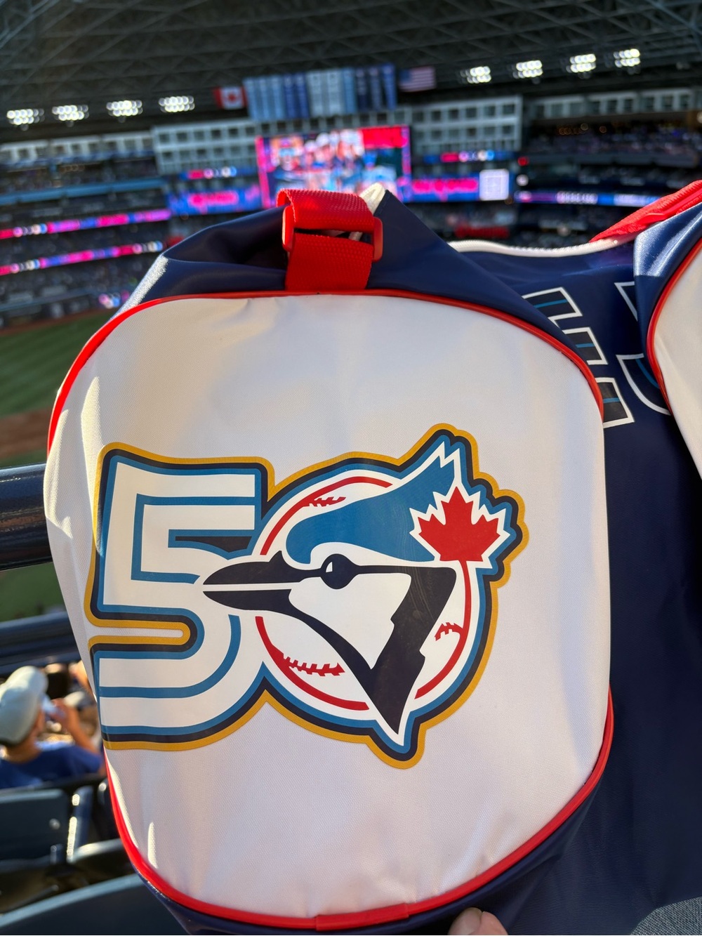 Blue Jay Duffle Bag with Red Strap Accents Giveaway 50th Anniversary - Picture 3 of 7